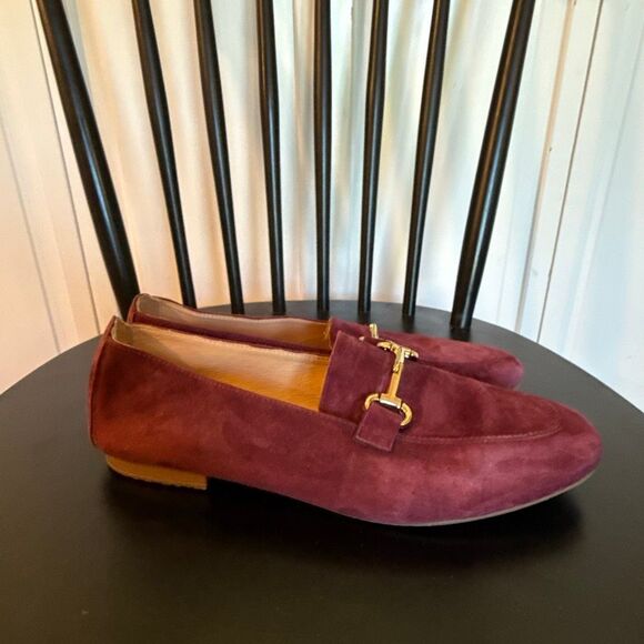 Joie burgundy suede loafer flats with buckle size 9 - Picture 5 of 11